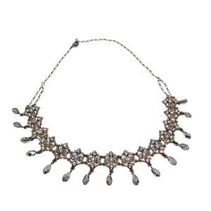 Avon Crystal Glass Victorian Style Silver Tone Chocker Vintage Necklace